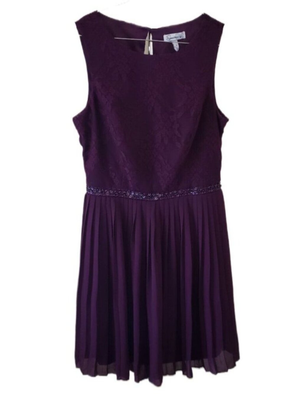 Speechless Merlot Sleeveless Dress with Pleated Skirt